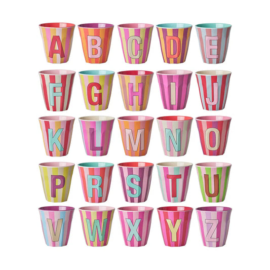 rice Buchstabenbecher Melamin 250ml - Pink  - stripes