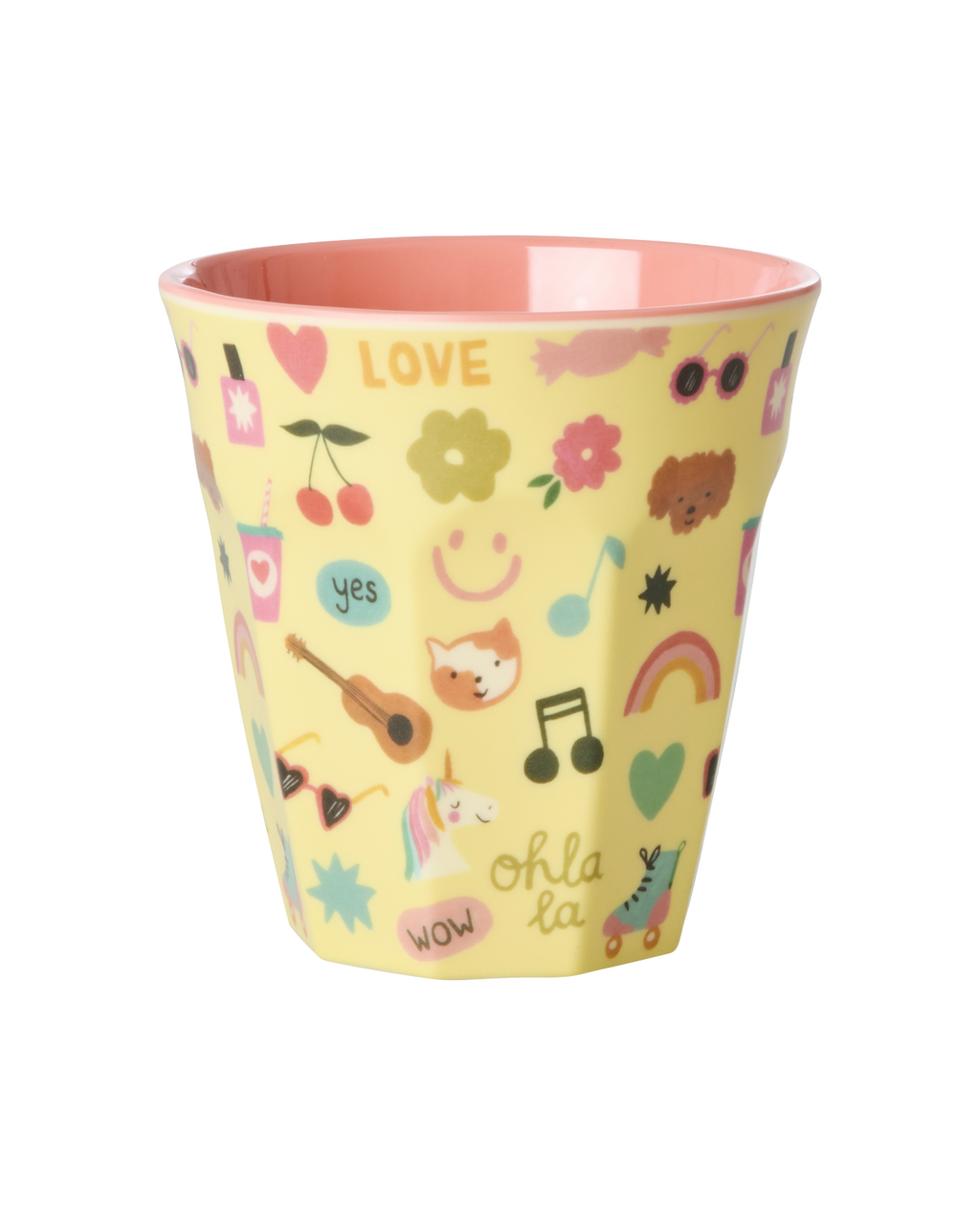 rice Becher Melamin 250ml Hellgelb - Unicorn Love Print