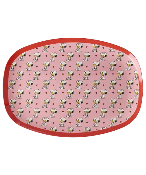 rice Rechteckiger Teller - Pink - Snoopy Print