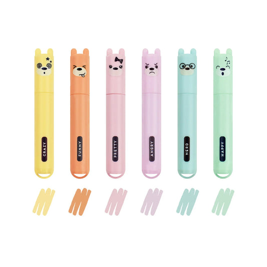 Legami Set mit 6 Mini-Pastell-Textmarkern - Teddy's Style