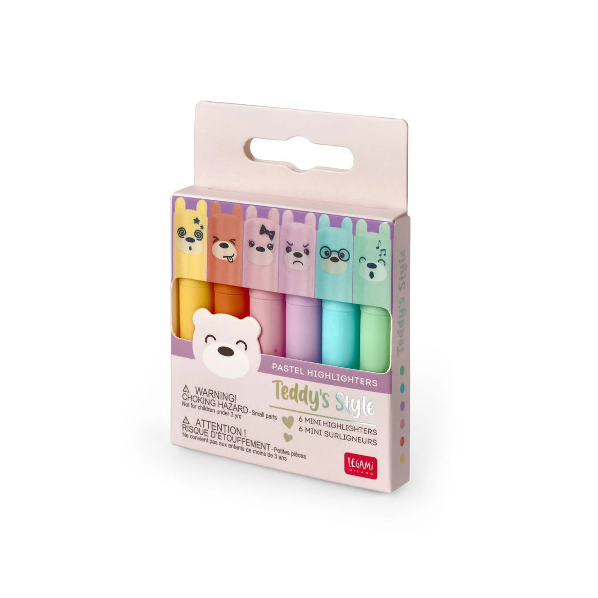 Legami Set mit 6 Mini-Pastell-Textmarkern - Teddy's Style