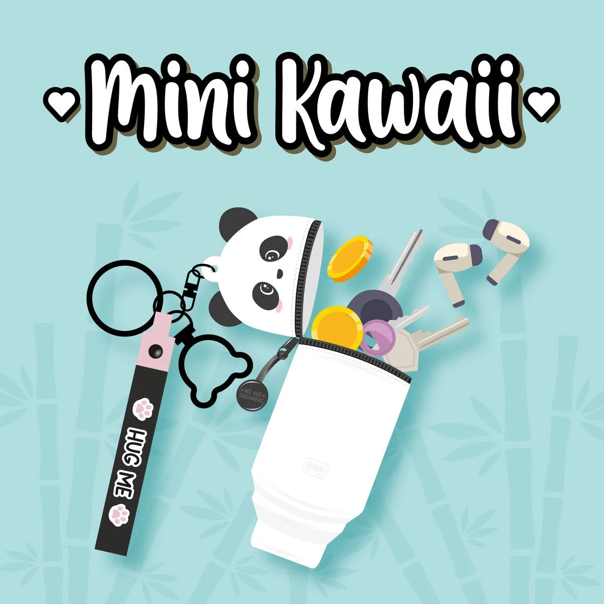Legami Panda Geldbörse mit Schlüsselanhänger - Mini Kawaii
