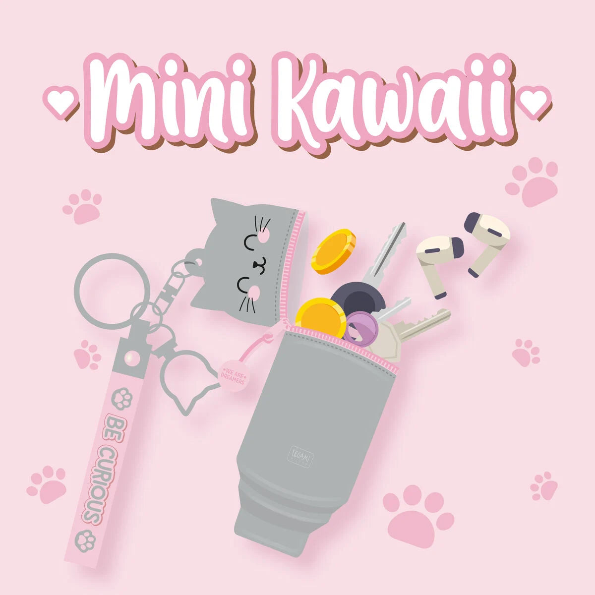 Legami Kitty Geldbörse mit Schlüsselanhänger - Mini Kawaii