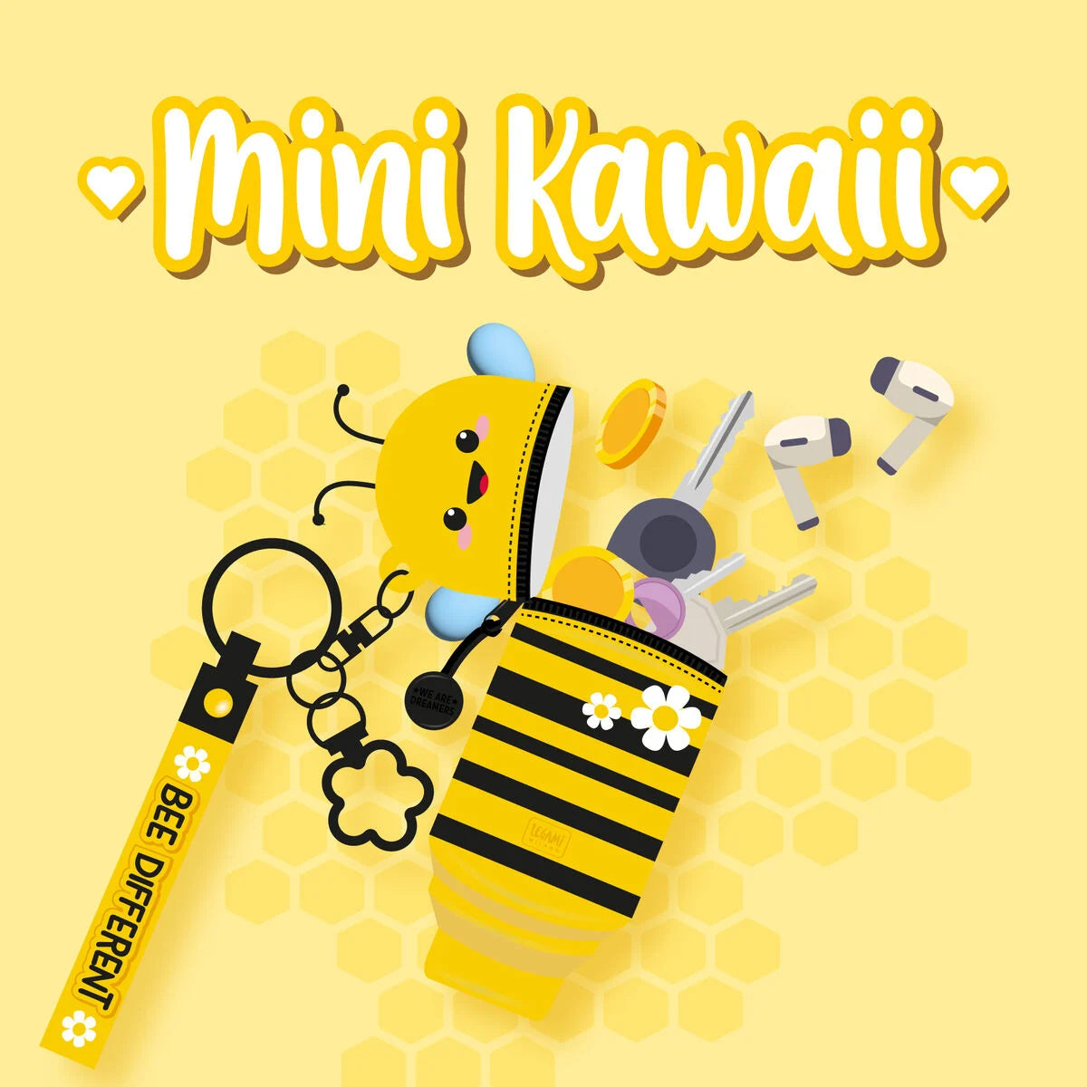 Legami Biene Geldbörse mit Schlüsselanhänger - Mini Kawaii