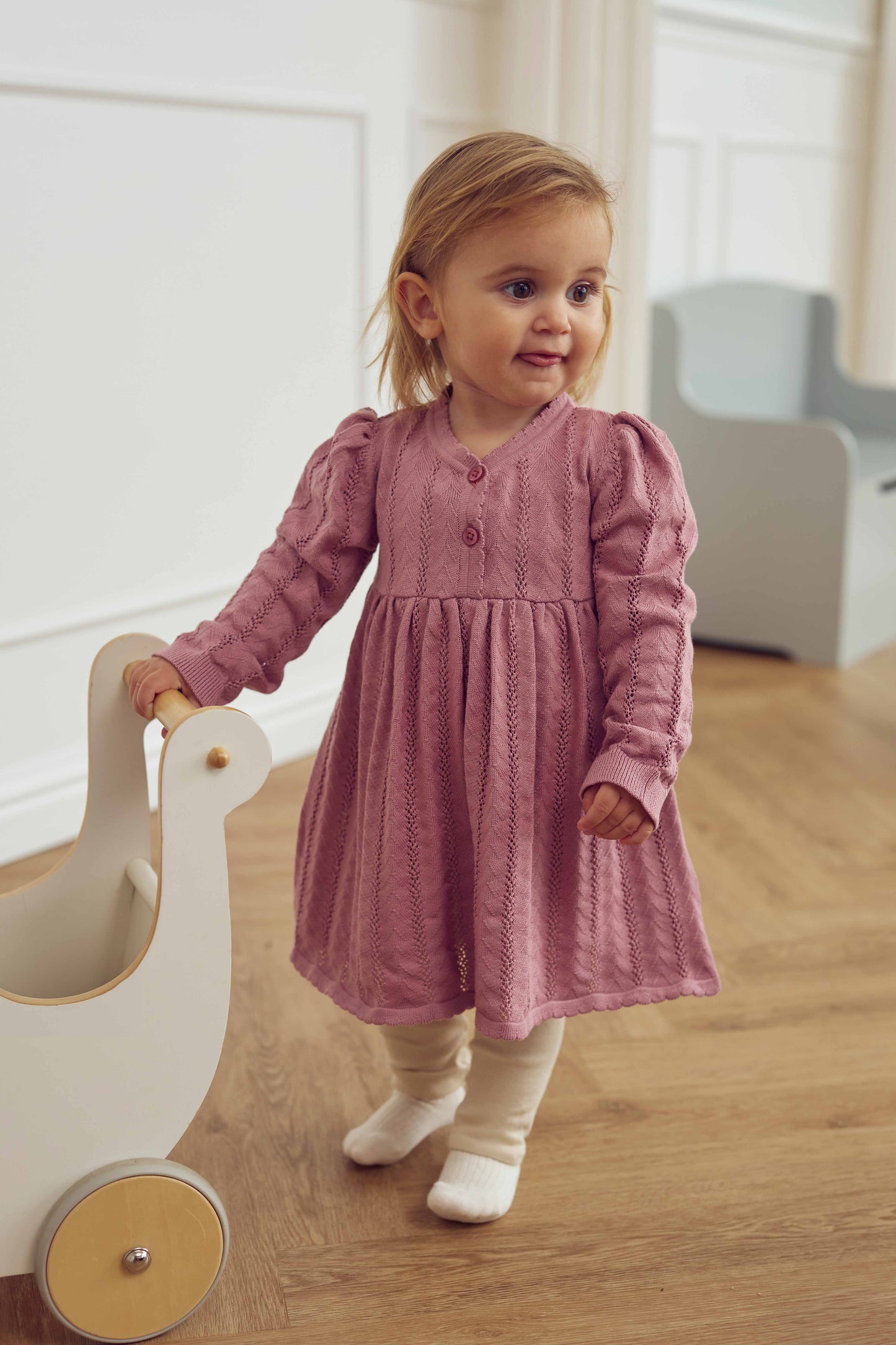 Müsli Pointelle Baby Strickkleid