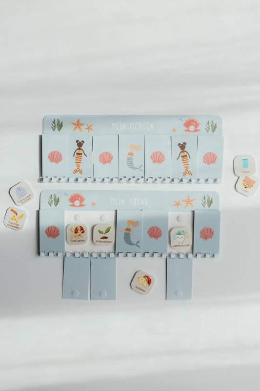 inliebekind Routineplaner inkl. Symbolkärtchen MEERJUNGFRAUEN GLITZER