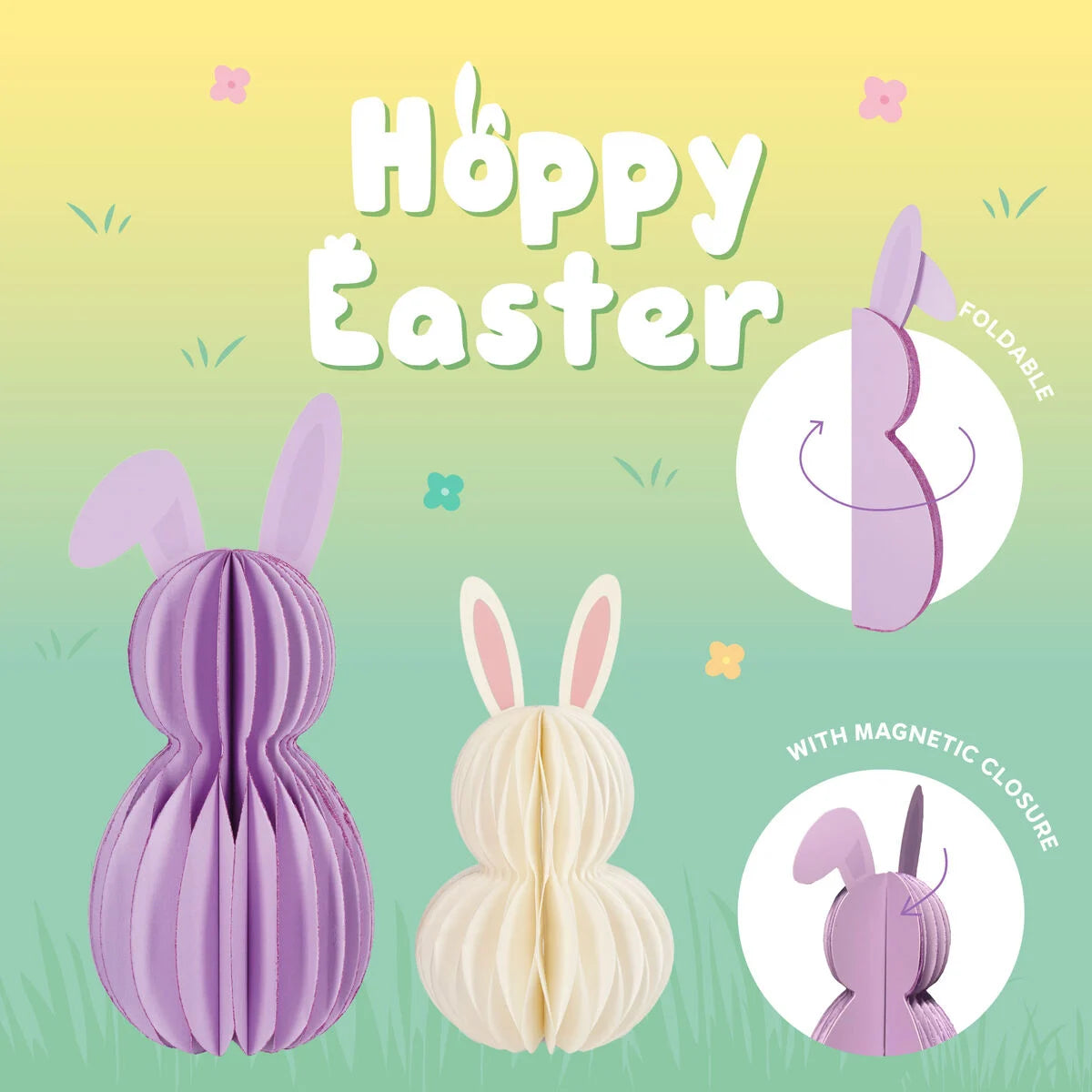 Legami Set mit 2 faltbaren Papierhasen - Hoppy Easter