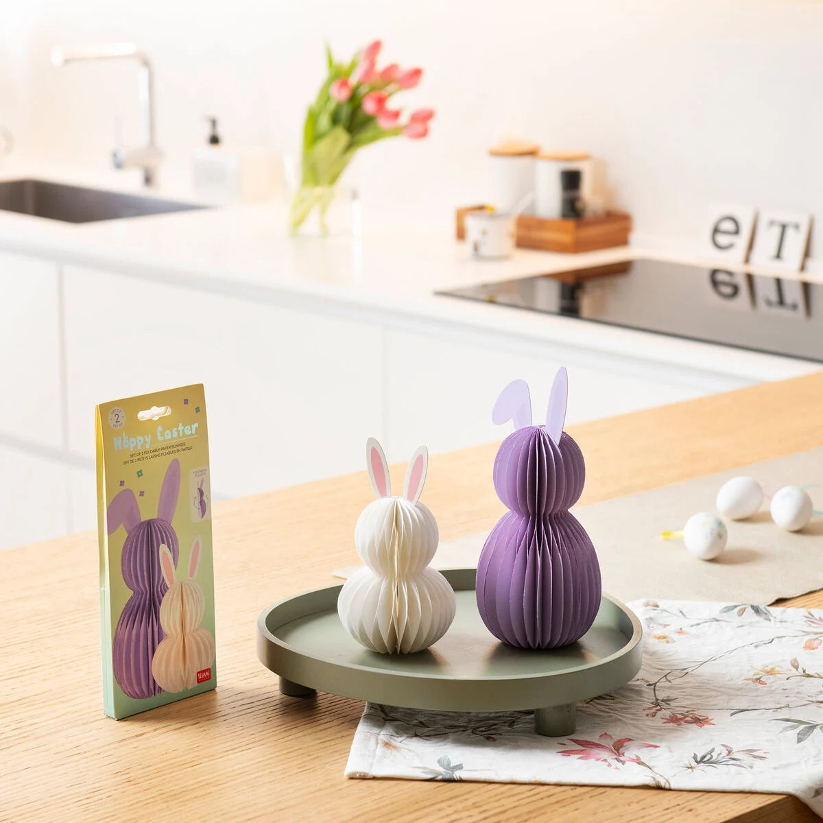 Legami Set mit 2 faltbaren Papierhasen - Hoppy Easter