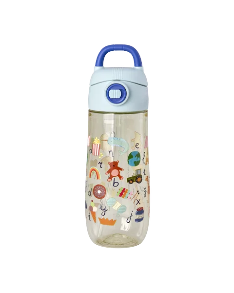 rice Kinder-Trinkflasche aus Kunststoff mit ABC-Aufdruck – Blau – 550 ml