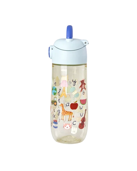 rice Kinder-Trinkflasche aus Kunststoff mit ABC-Aufdruck – Blau – 550 ml