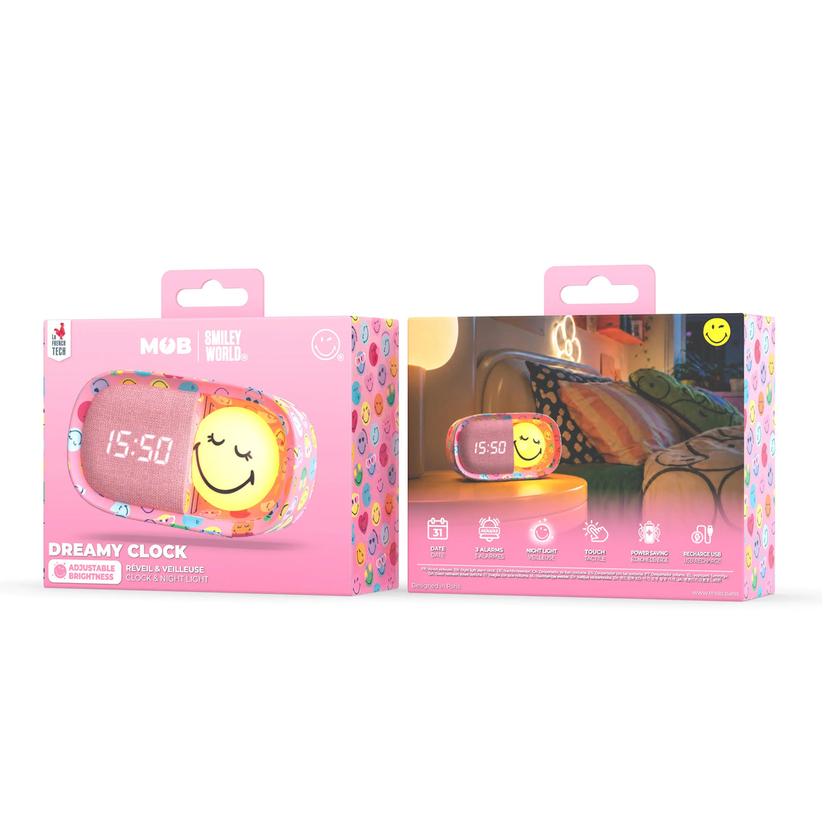 MOB Nachtlichtwecker Smiley - Rosa