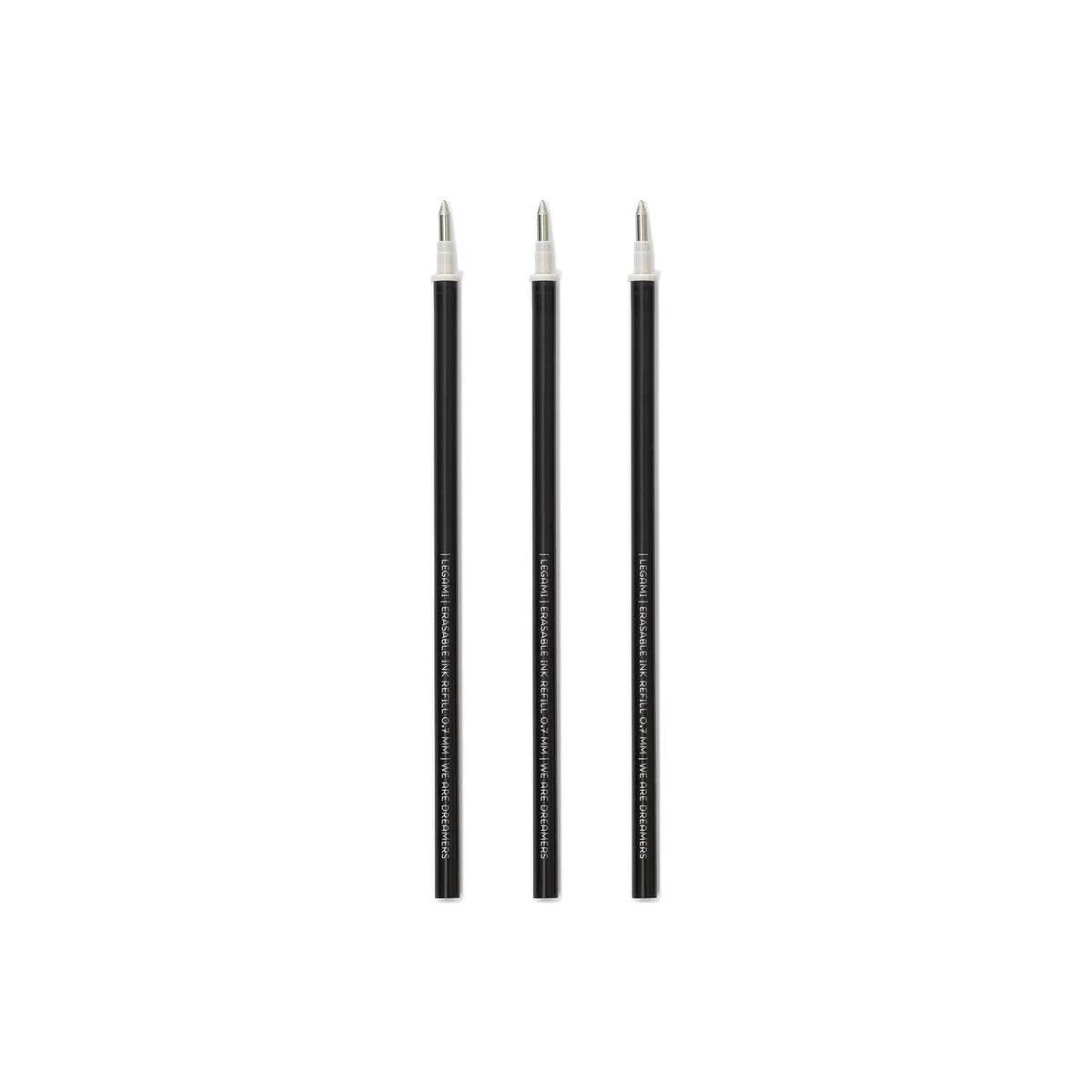 Legami Set mit 3 Nachfüllpatronen - Schwarzfarbene Tinte - Löschbarer Stift