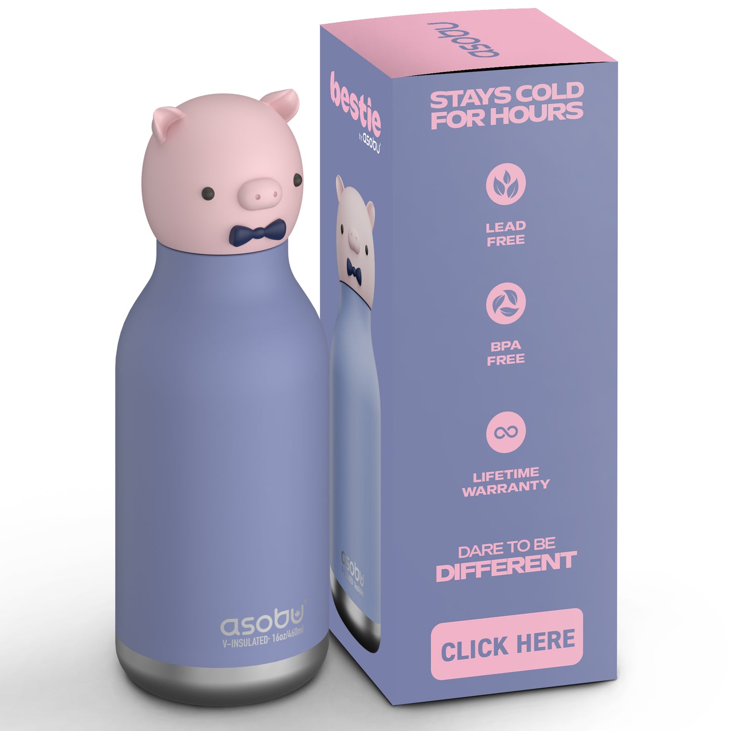 ASOBU® Bestie Trinkflasche 475ml Piggy