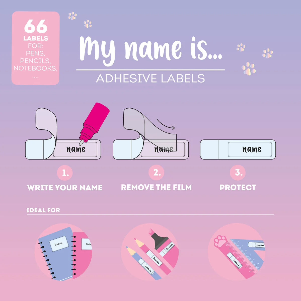 Legami Klebeetiketten mit Schutzfolie - Mein Name ist... - Kitty