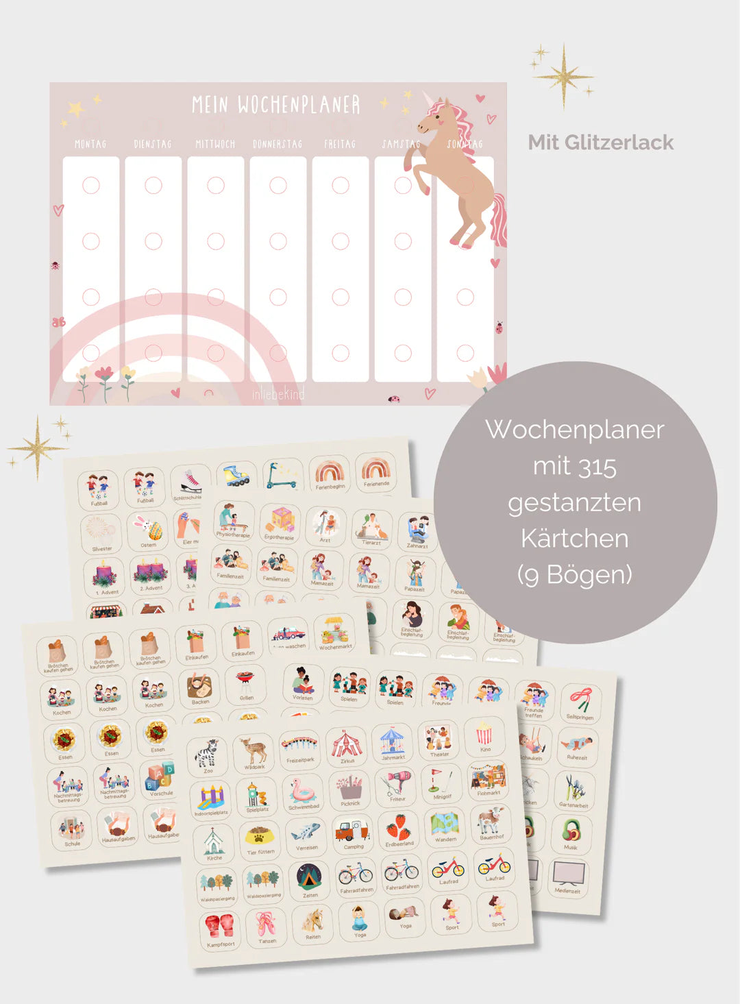 inliebekind Wochenplaner EINHORN GLITZER