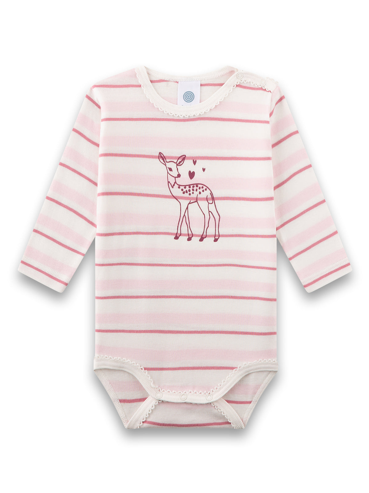 Sanetta Sanetta Langarm-Body für Mädchen – Rehkitz & Streifen