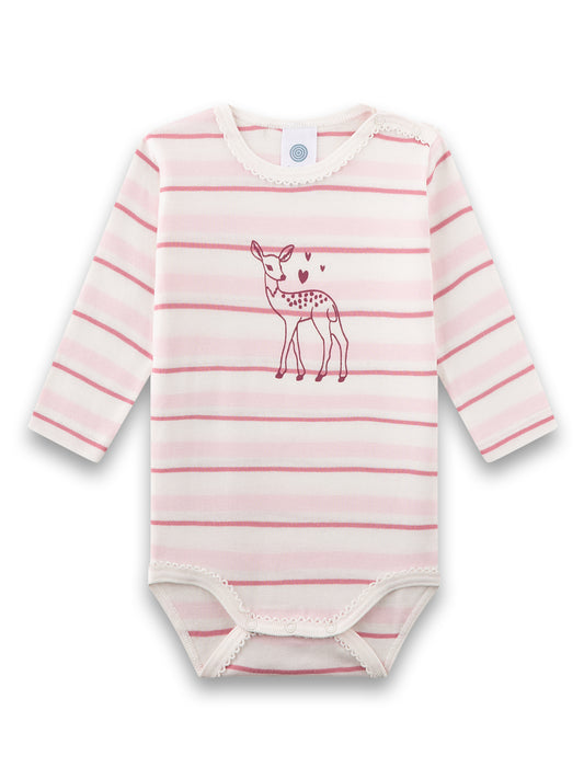 Sanetta Sanetta Langarm-Body für Mädchen – Rehkitz & Streifen