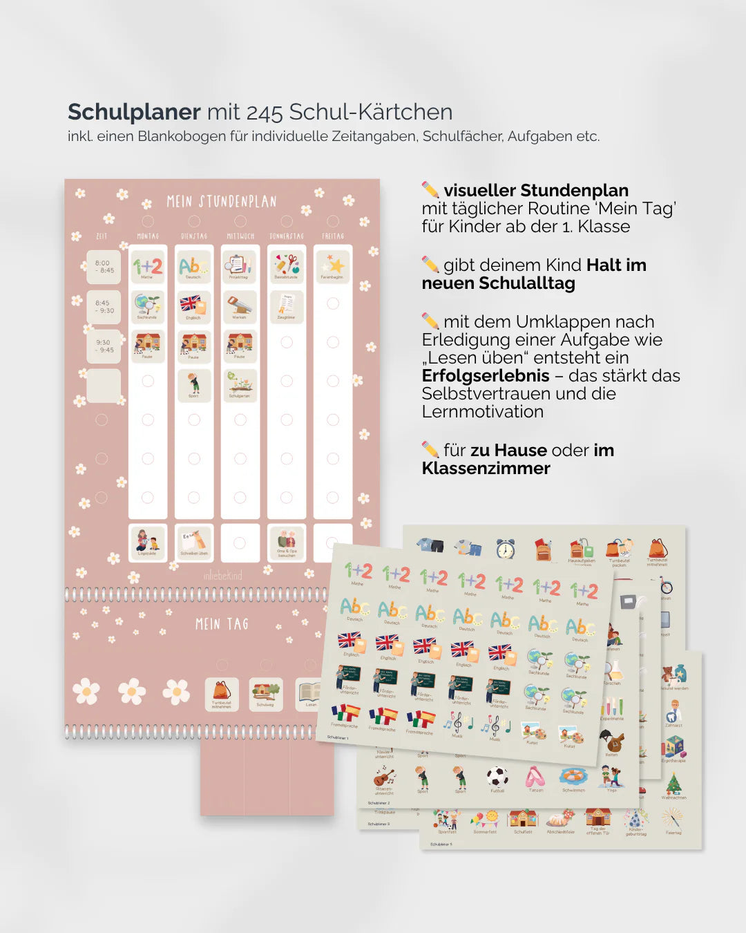 inliebekind Grundschulplaner inkl. Symbolkärtchen FLOWER - Gebunden
