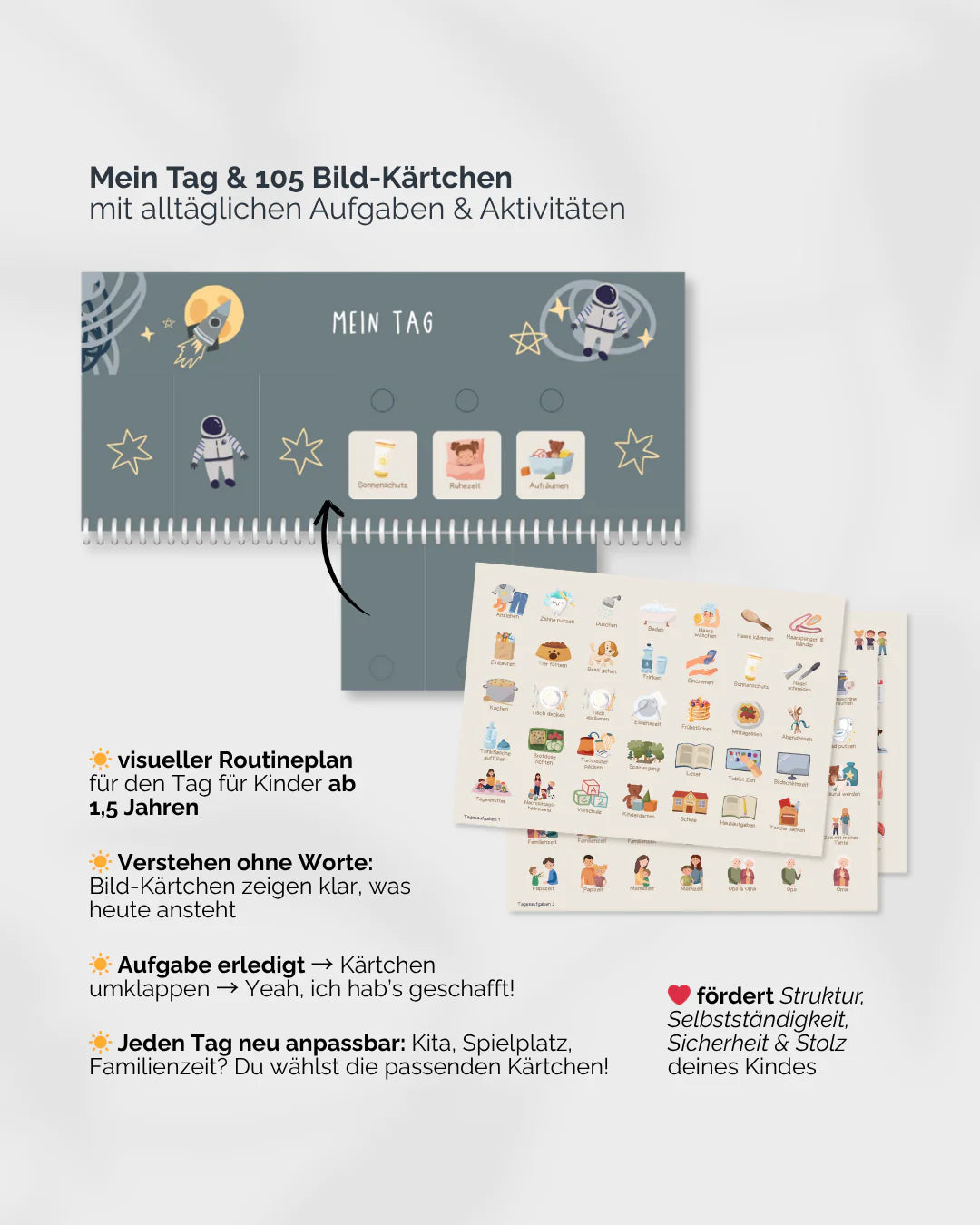 inliebekind Routineplaner inkl. Symbolkärtchen ASTRO GLITZER