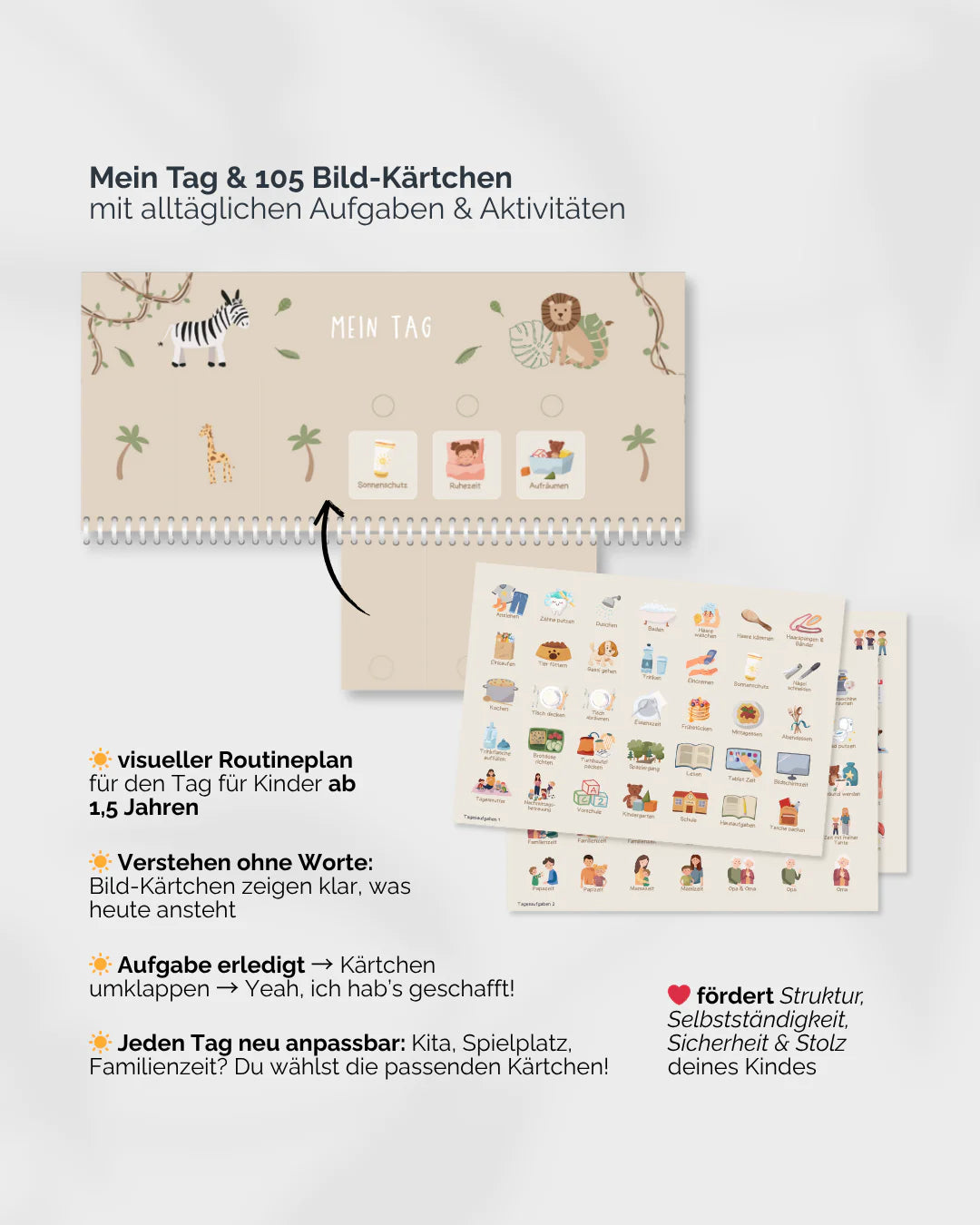 inliebekind Routineplaner inkl. Symbolkärtchen SAFARI