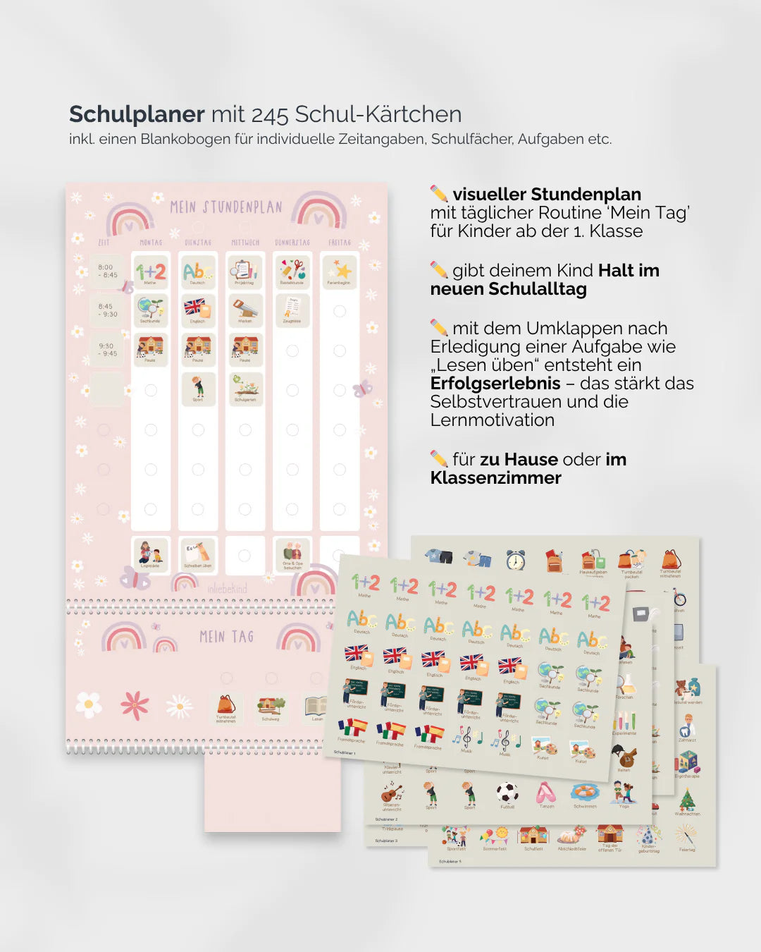 inliebekind Grundschulplaner inkl. Symbolkärtchen REGENBOGEN - Gebunden