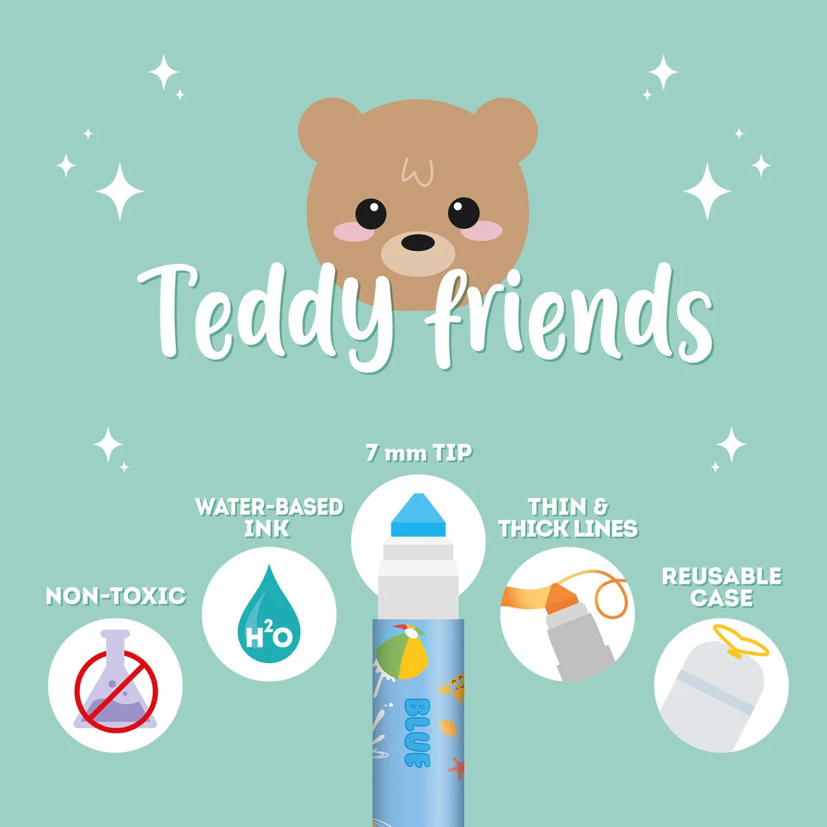 Legami Set mit 12 Markern - Teddy Friends