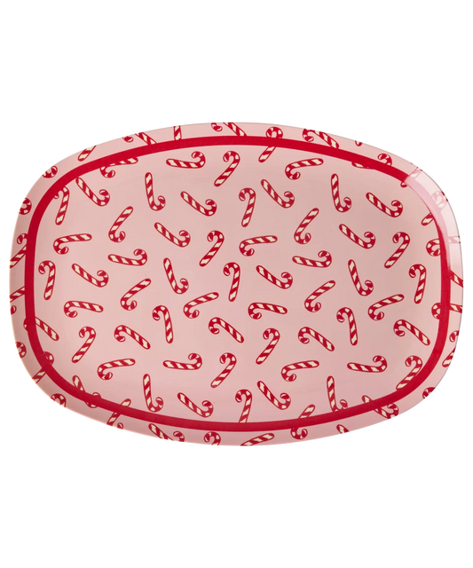 rice rechteckiger Teller - Candy Cane
