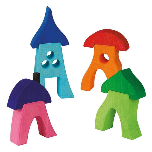 bauspiel Bunte Häuser 4er-Set 8 Teile