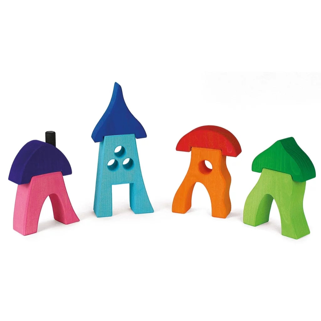 bauspiel Bunte Häuser 4er-Set 8 Teile