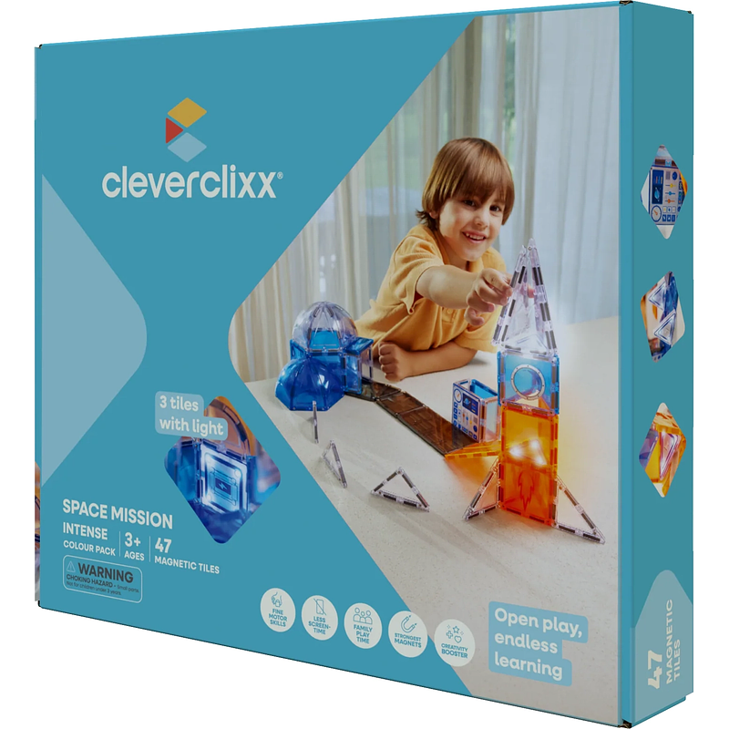 Cleverclixx® Magnetbausteine Space Mission Bausatz Intense 47 Teile