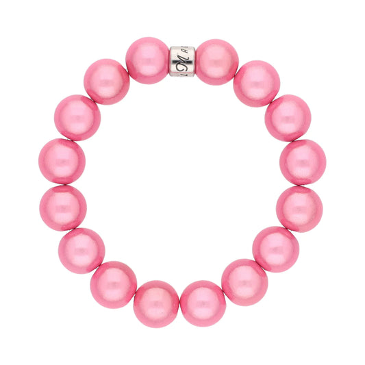 Magic Pearl Hibiskus Perlenarmband - silber