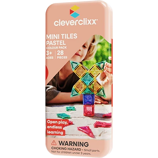 Cleverclixx Mini Tiles Pack Pastell 28 teile in Metallbox für Unterwegs