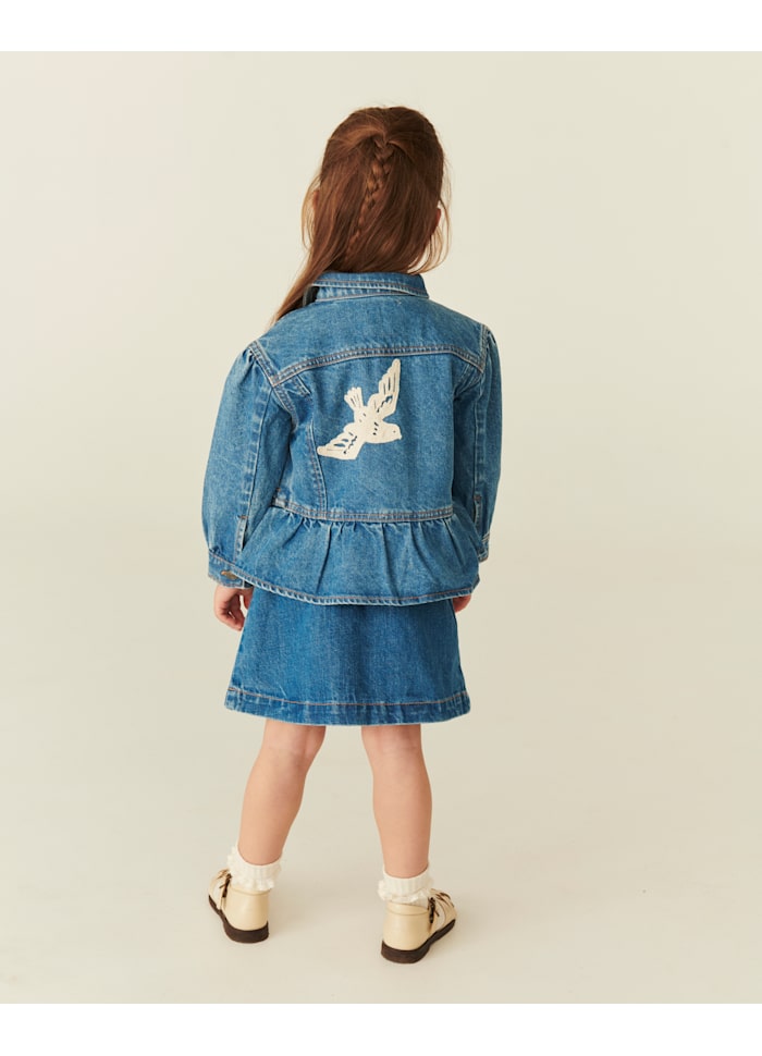 Copenhagen Colors Jeansjacke mit Häkeltauben