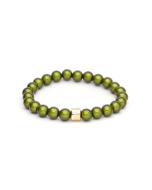 Magic Pearl "Perlenarmband Oliv Fine" Gold