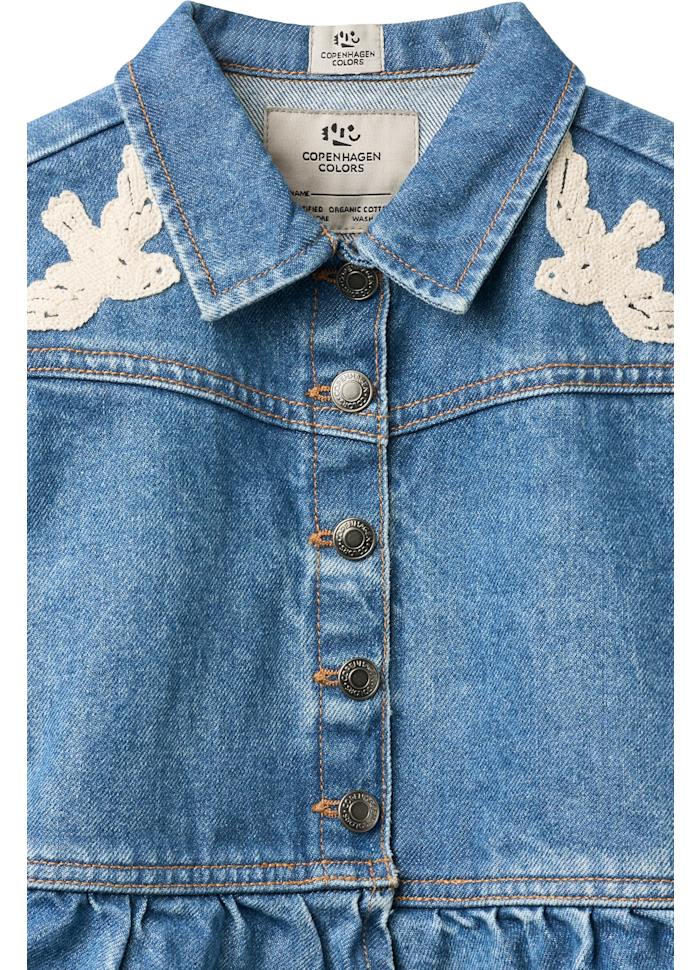 Copenhagen Colors Jeansjacke mit Häkeltauben