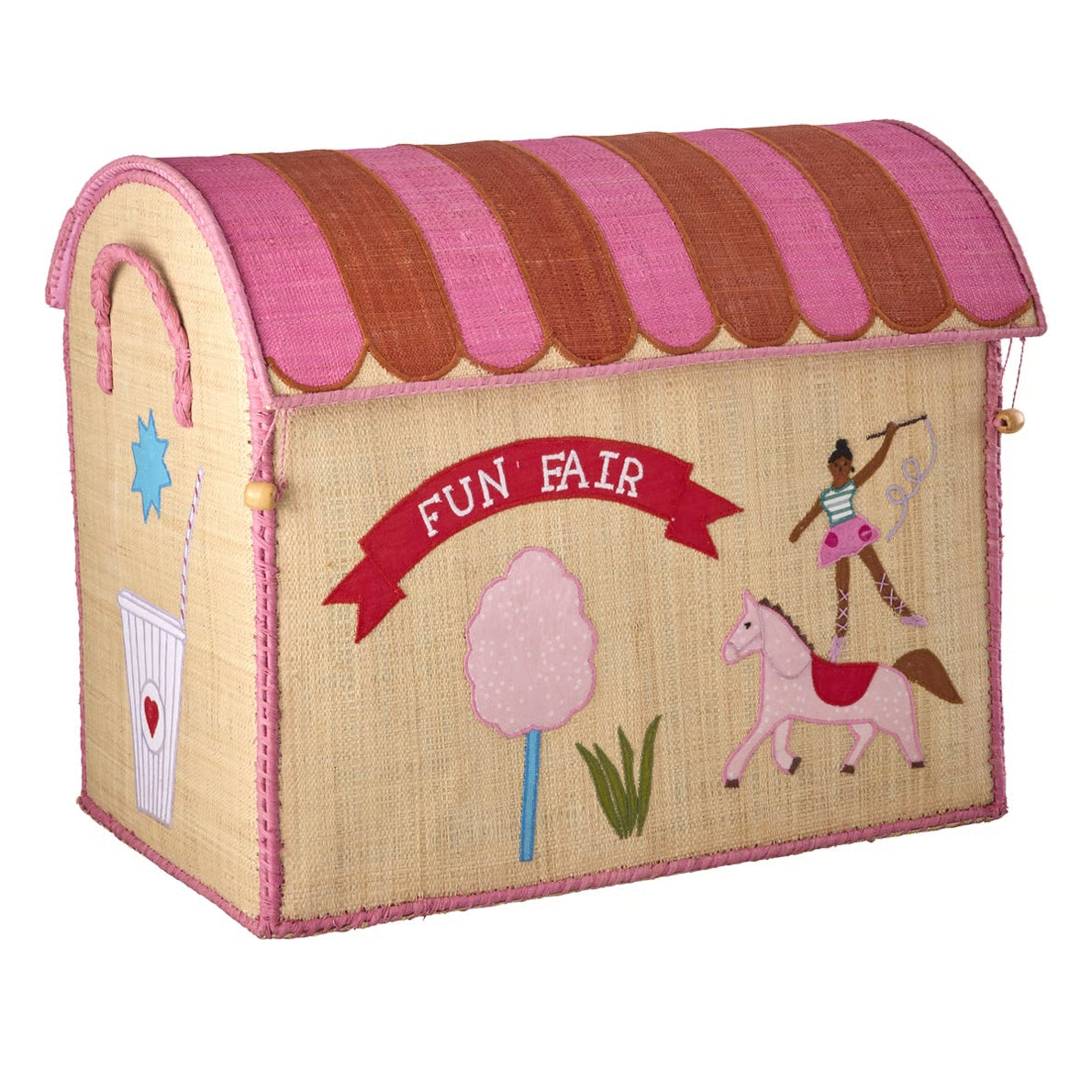 rice Raffia Große Aufbewahrungsbox Fun Fair pink