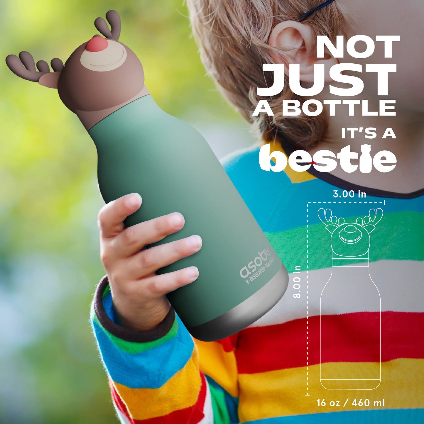 ASOBU® Bestie Trinkflasche 475ml Rentier
